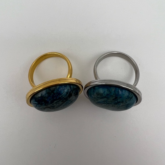 Blue Orchid Stone Statement Rings - Oversized Boho Chic Trendy Rings - Picture 7 of 15